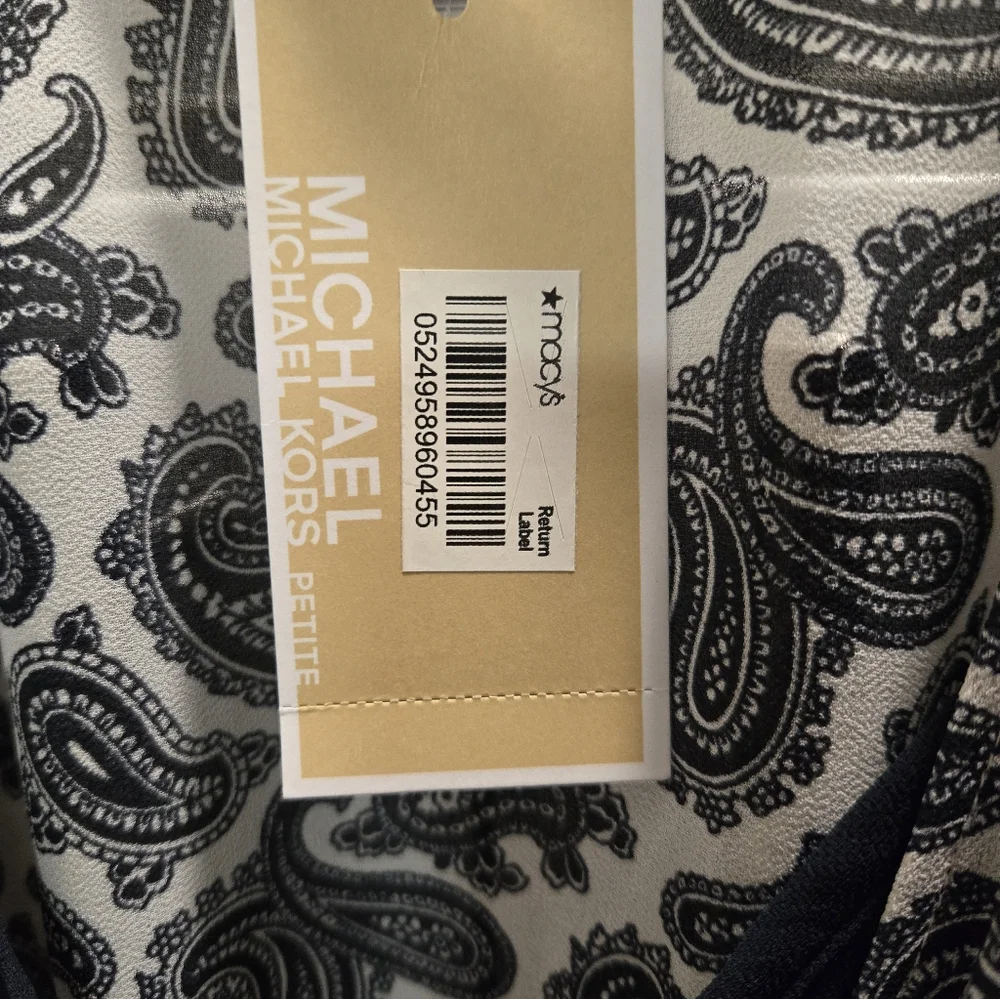 Michael By Michael Kors Navy and White Paisley Wrap Dress Size 0P